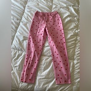 SHEIN pink heart pants, size XS
